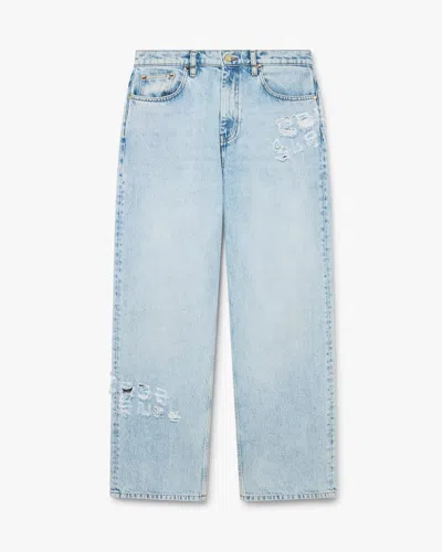 Casablanca Paris Light Wash Graffiti Denim Jeans In Blue