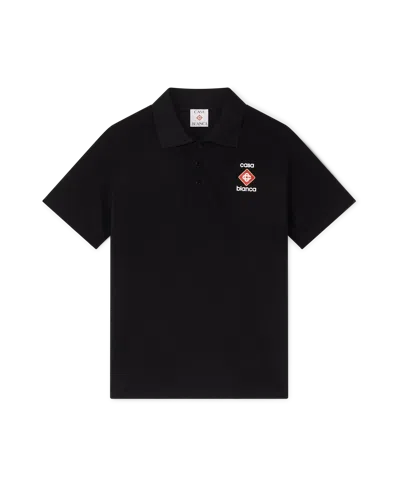 Casablanca Paris Logo Pique Polo Shirt In Black