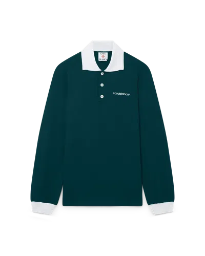 Casablanca Paris Long Sleeve Polo Shirt In Green