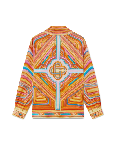 Casablanca Paris Low Rider Long-sleeve Silk Shirt In Orange