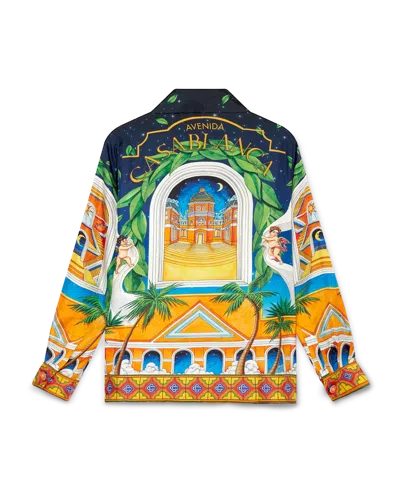 Casablanca Paris Maison D'ete Cuban Collar Silk Shirt In Multi