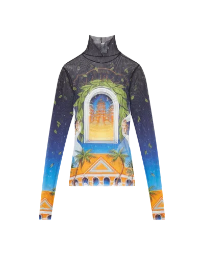 Casablanca Paris Maison D'ete Mesh Top In Multi