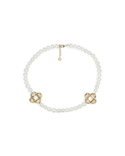 Casablanca Paris Medium Pearl Logo Necklace By  In White