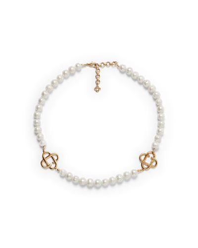 Casablanca Paris Medium Pearl Logo Necklace By  In Multi