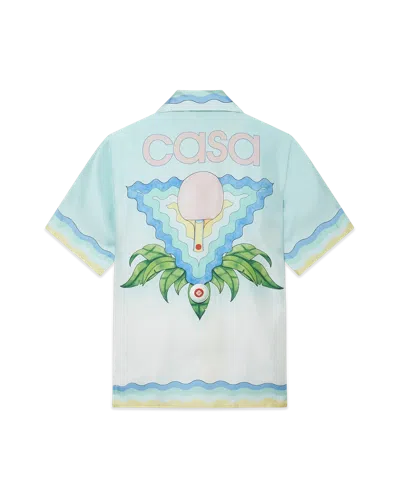 Casablanca Paris Memphis Icon Short Sleeve Silk Shirt In Green