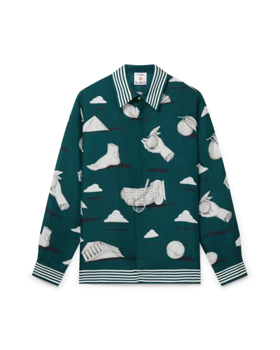 Casablanca Paris Metaphysical Silk Long-sleeve Shirt In Green