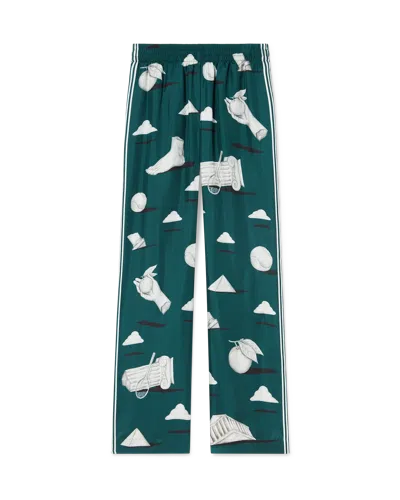 Casablanca Paris Metaphysical Silk Trousers In Green