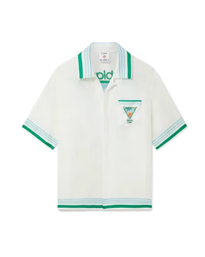 Casablanca Paris Metaphysical Tennis Icon Short-sleeve Silk Shirt In Green
