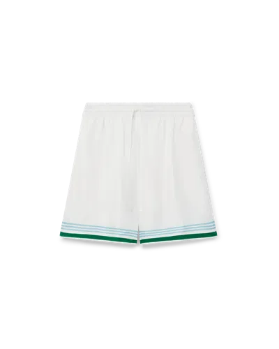 Casablanca Paris Metaphysical Tennis Icon Silk Shorts In Green In White
