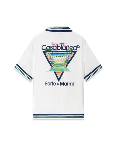 Casablanca Paris Miami Open X Forte Dei Marmi Short-sleeve Silk Shirt In White