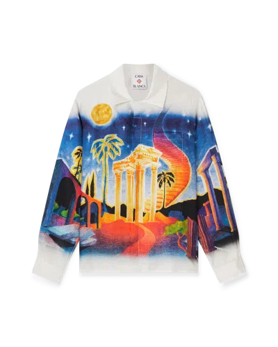 Casablanca Paris Midnight Acropolis Silk Long-sleeve Shirt In Multi