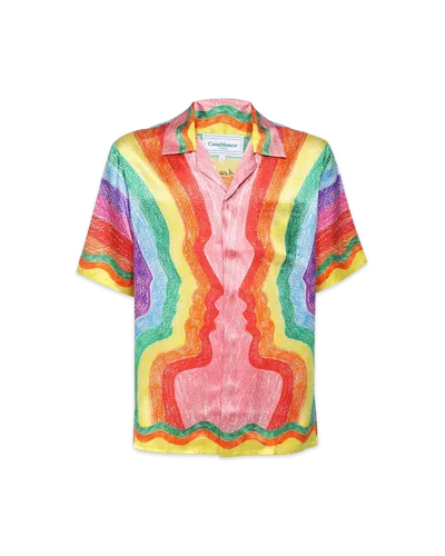 Casablanca Paris Mind Vibrations Short-sleeve Silk Shirt In Multi