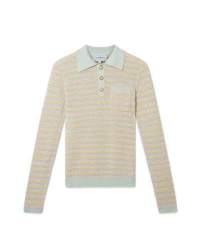 Casablanca Paris Mint Striped Polo Shirt In Multi