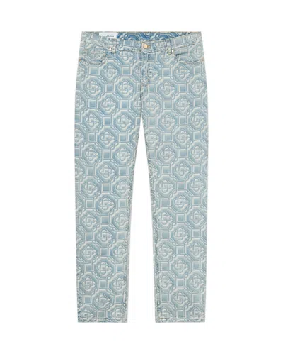Casablanca Paris Monogram Bleached Denim Trousers In Multi
