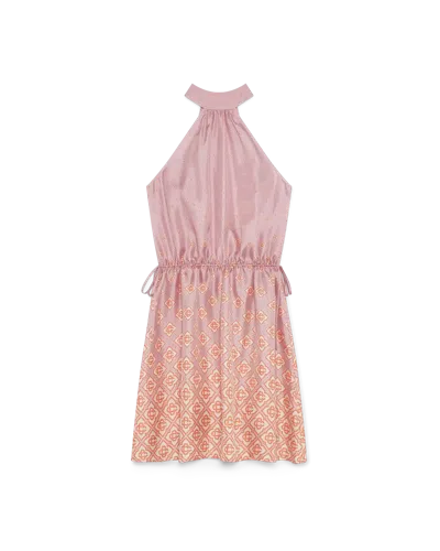 Casablanca Paris Monogram Degrade Silk Dress In Pink