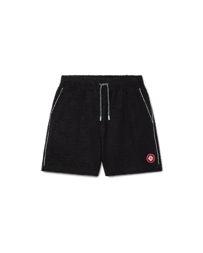 Casablanca Paris Monogram Jacquard Towelling Shorts In Black