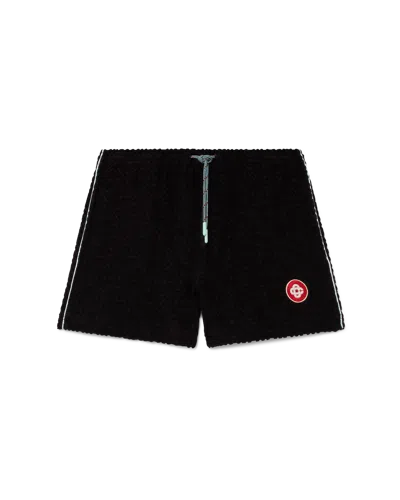Casablanca Paris Monogram Jacquard Towelling Shorts In Black