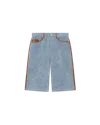 Casablanca Paris Monogram Jean Shorts In Brown In Blue