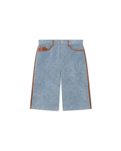 Casablanca Paris Monogram Jean Shorts In Brown In Blue