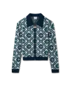 Casablanca Paris Monogram Knit Zip Jumper In Blue