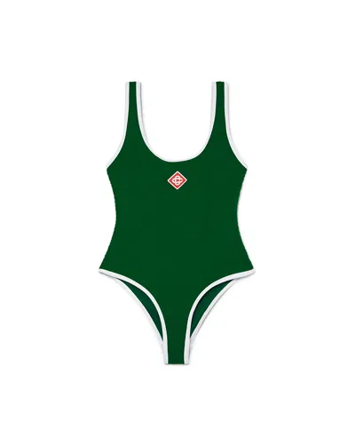 Casablanca Paris Monogram One Piece Swimsuit In Green