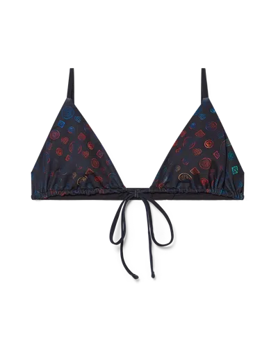 Casablanca Paris Monogram String Bikini Top In Black