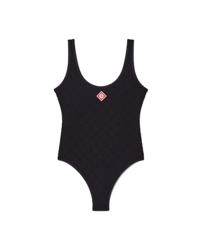 Casablanca Paris Monogram Swimsuit In Black