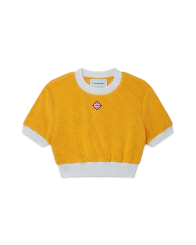 Casablanca Paris Monogram Terry Top In White In Orange