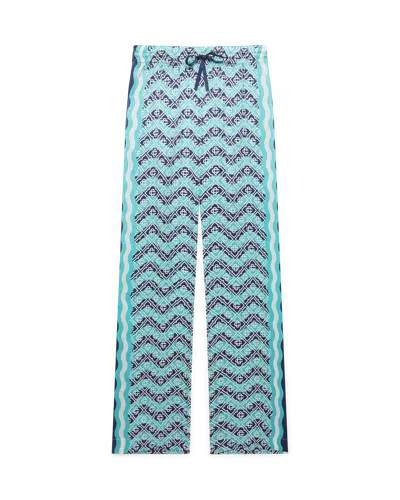 Casablanca Paris Monogram Wave Silk Trousers In Blue
