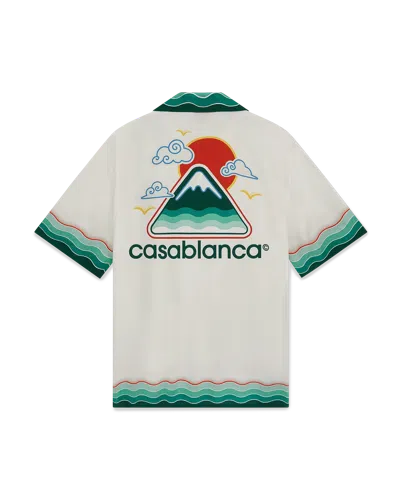 Casablanca Paris Montagne Ondulee Silk Short-sleeve Shirt In Multi