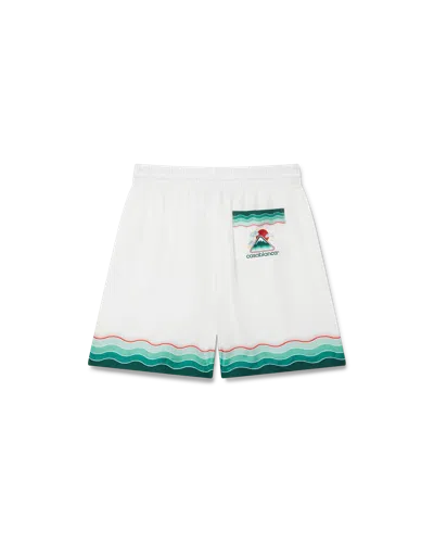 Casablanca Paris Montagne Ondulee Silk Shorts In White