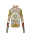 Casablanca Paris Mosaics Greques Printed Mesh Top In Multi