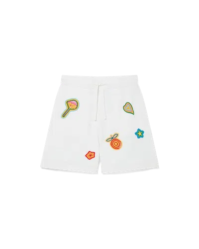 Casablanca Paris Motif Crochet Shorts In White