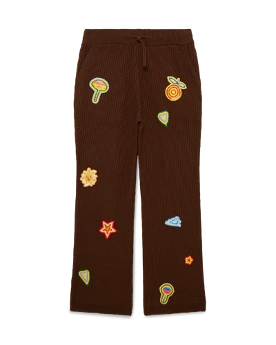 Casablanca Paris Motif Crochet Trousers In Brown