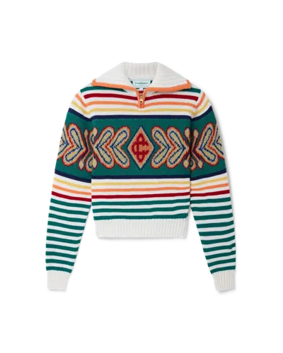 Casablanca Paris Multicolour Diamond Zip Up Jumper