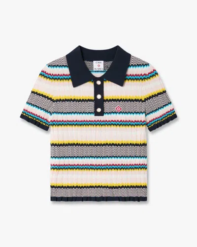 Casablanca Paris Multicolour Knit Chevron Short Sleeve Polo Shirt