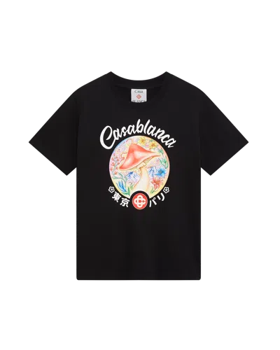 Casablanca Paris Mushroom Emblem Short-sleeve T-shirt In Black