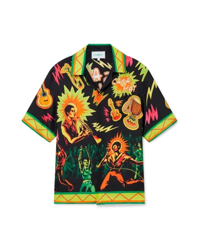 Casablanca Paris Music For The People Short-sleeve Silk Shirt In Multi