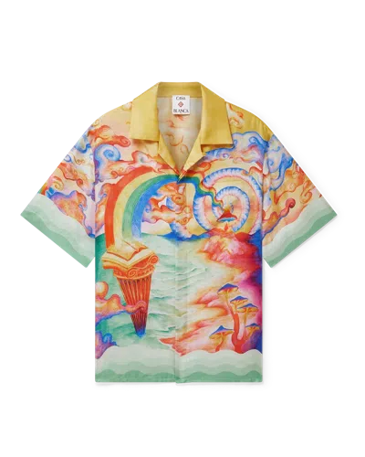 Casablanca Paris Nature's Teacher Short-sleeve Silk Shirt In Multi
