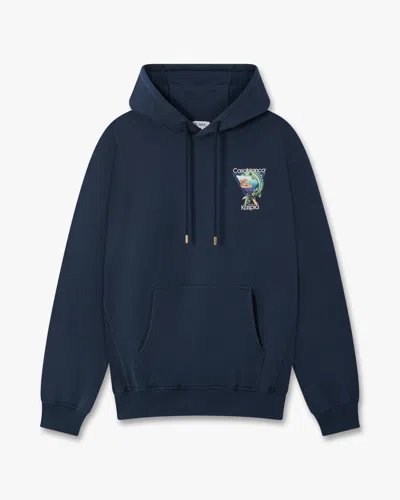 Casablanca Paris Navy Casa Kaspia New York Club Icon Printed Hooded Sweatshirt In Blue