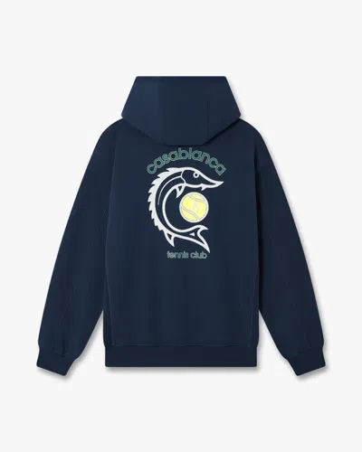 Casablanca Paris Navy Casa Kaspia New York Tennis Club Hooded Sweatshirt In Blue