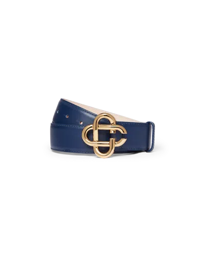 Casablanca Paris Navy Cc Logo Buckle Belt In Multi
