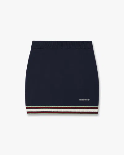 Casablanca Paris Navy Merino Mini Skirt In White In Blue