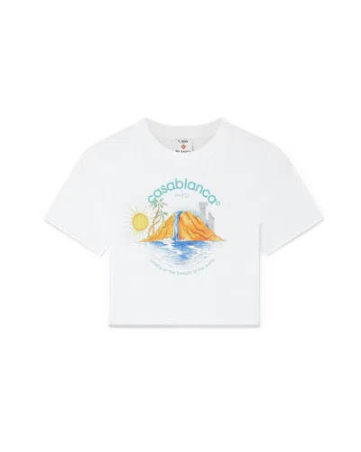 Casablanca Paris Oasis Cropped Short-sleeve T-shirt In Multi