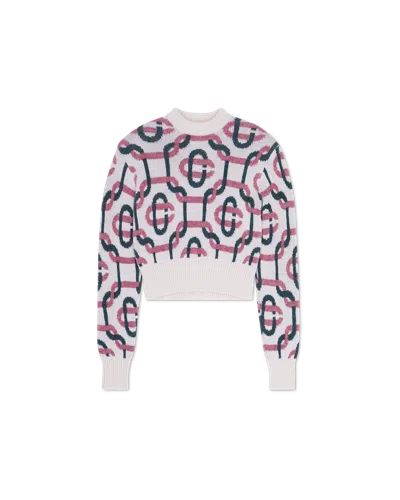 Casablanca Paris Off White Monogram Sweater Knit In Red In Blue