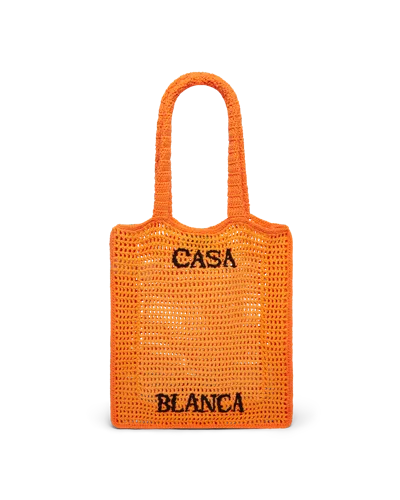 Casablanca Paris Orange Gradient Crochet Brand Bag By  In Multi