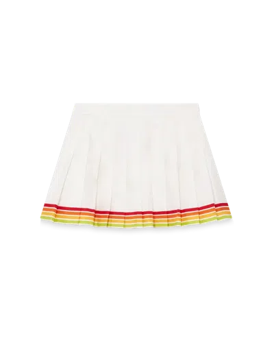 Casablanca Paris Orange Mascot Pleated Silk Twill Skirt In White