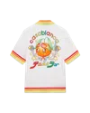 Casablanca Paris Orange Mascot Short Sleeve Silk Twill Shirt In White