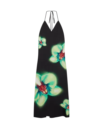 Casablanca Paris Orchid Glitch Silk Dress In Multi