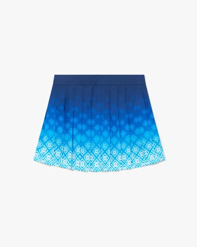 Casablanca Paris Orchid Monogram Silk Pleated Mini Skirt In Blue